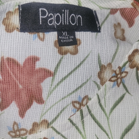 Papillon Cream Floral Print Bell Sleeve Blouse XL - Picture 7 of 7
